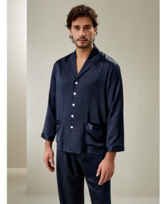Men's Long Silk Pajamas Set for Men