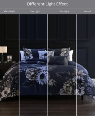 Forget Me Not 100% Cotton Sateen 5 Piece Reversible Comforter Set, King