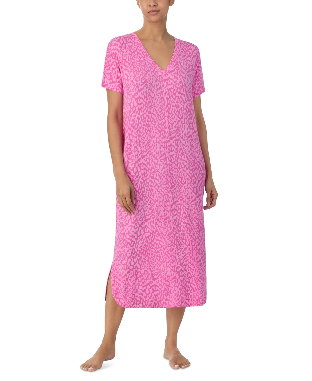Women's Printed Short-Sleeve Nightgown - Pink Print