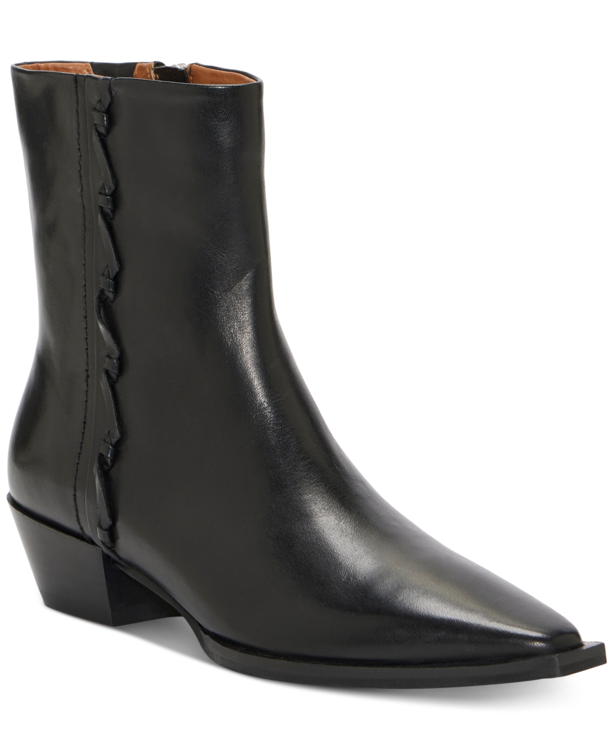 Shop Lucky Brand Women's Shakell Snip Toe Ankle Booties In Black Leather