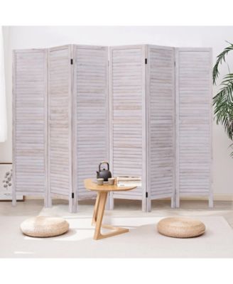 6 Panels Classic Venetian Wooden Slat Room Screen