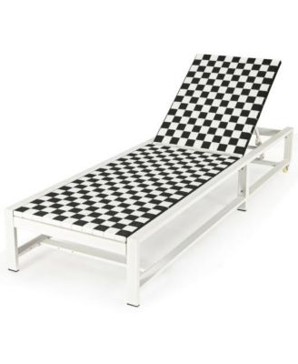 Outdoor Chaise Lounge Chair Adjustable Recliner with Wheels for Patio