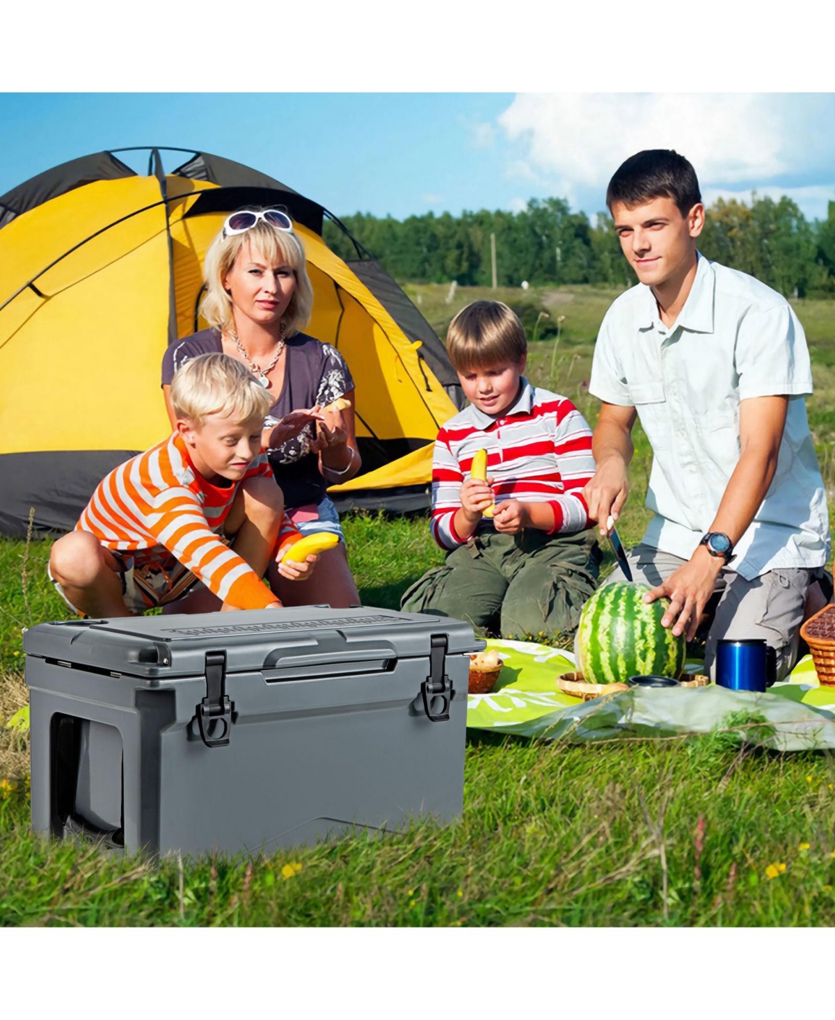 Slickblue Rotomolded Cooler with Integrated Cup Holders and Bottle Opener