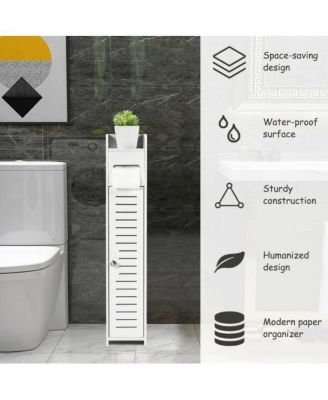 Small Bathroom Storage Corner Floor Cabinet-White