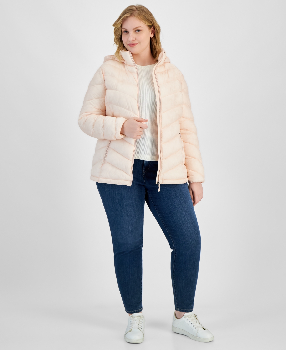 CHARTER CLUB PLUS SIZE PACKABLE HOODED PUFFER COAT, CREATED FOR MACY'S 
