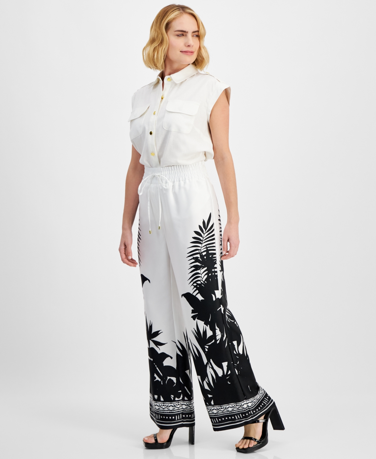 Shop Inc International Concepts Petite Printed Wide-leg Pants, Created For Macy's In Kate Palm