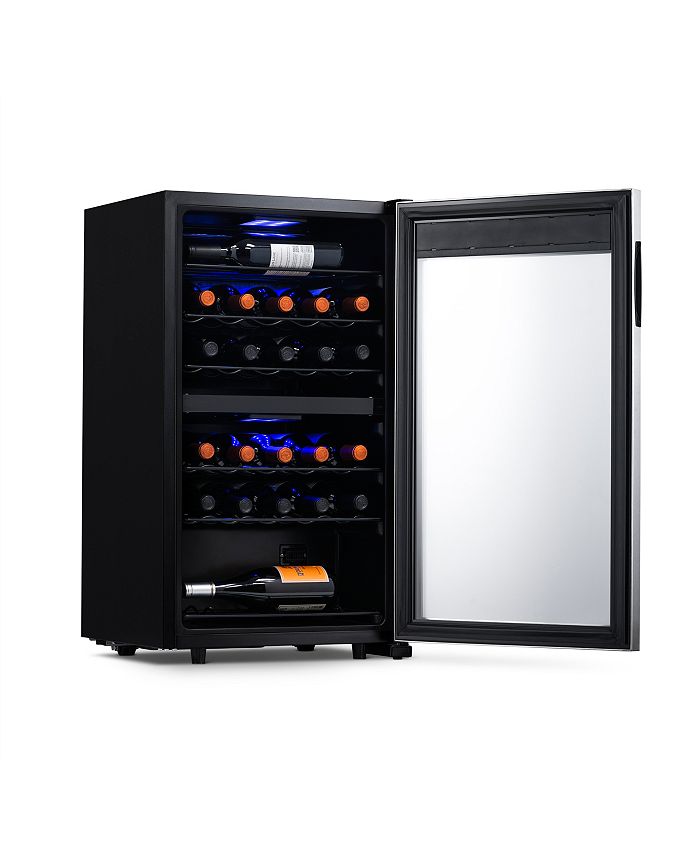 Newair Freestanding 28 Bottle Dual Zone Compressor Wine Fridge in Stainless Steel, Adjustable