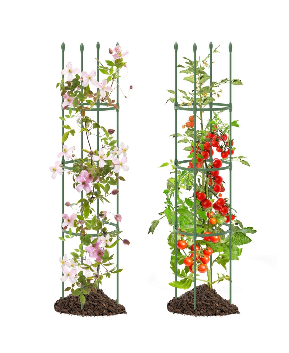 Slickblue 2-Pack Garden Trellis Tomato Cage with Adjustable Height-Green