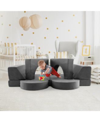 8 Pieces Kids Modular Play Sofa with Detachable Cover for Playroom and Bedroom
