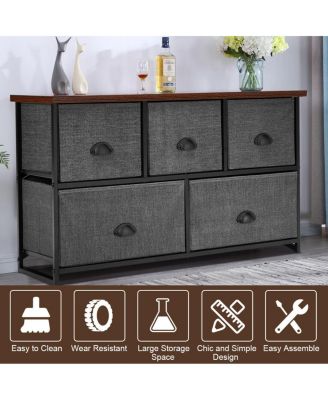 Dresser Storage Tower with 5 Foldable Cloth Storage Cubes