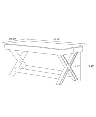 Abigail 42.12" Velvet Upholstered Double Ottoman Bench