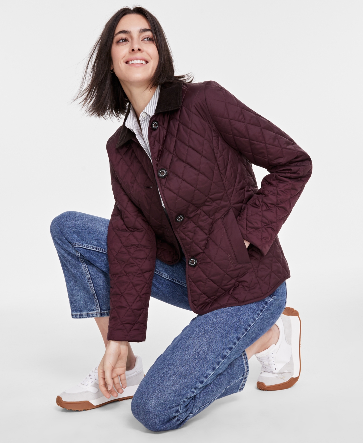 Barbour quilted jacket with cord collar womens best sale
