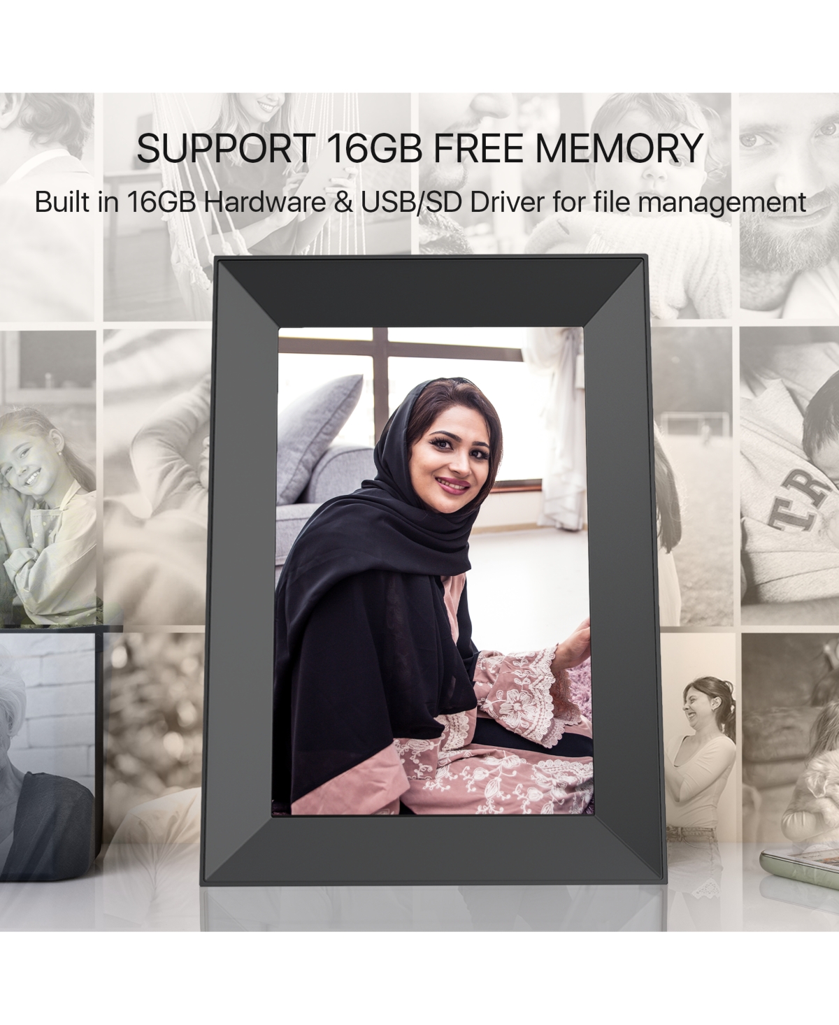 Eco4Life WiFi Digital Photo Frame with Auto Rotation and Photos/Videos sharing