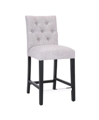 24" Linen Fabric Tufted Counter Stool