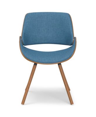 Malden Bentwood Dining Chair with Wood Back in Blue Linen Look Woven Fabric