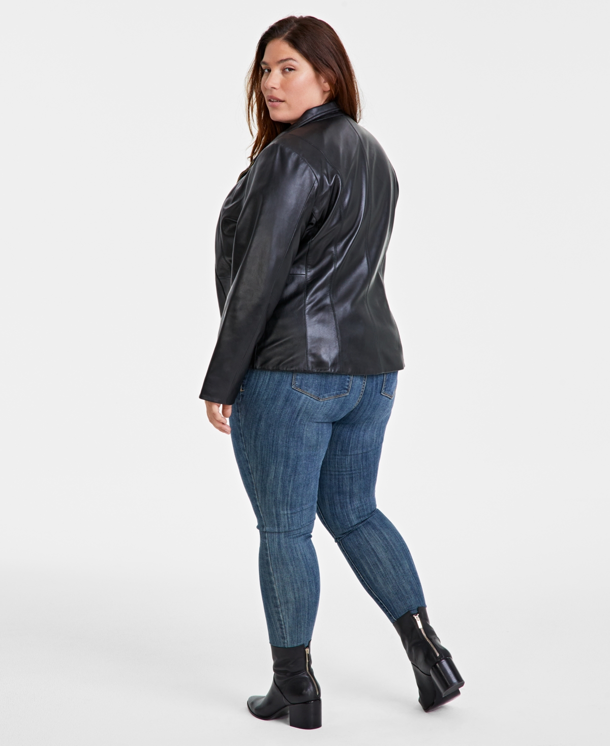 Cole Haan Womens Plus Size Leather Jacket