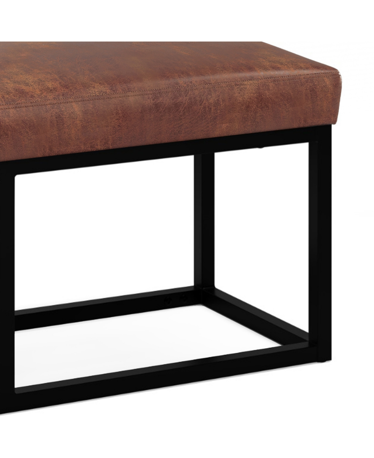 Shop Simpli Home Reynolds Ottoman Bench In Distressed Saddle Brown Pu Leather