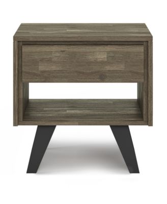 Lowry Solid Acacia Wood End Table in Distressed Grey