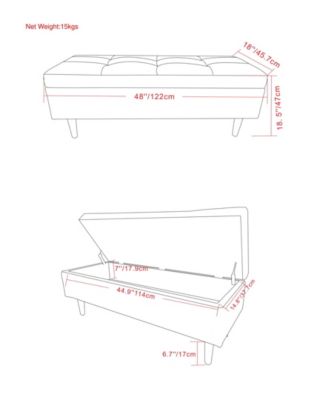 Shay Mid Century Rectangular Storage Ottoman in Distressed Chestnut Brown Pu Leather