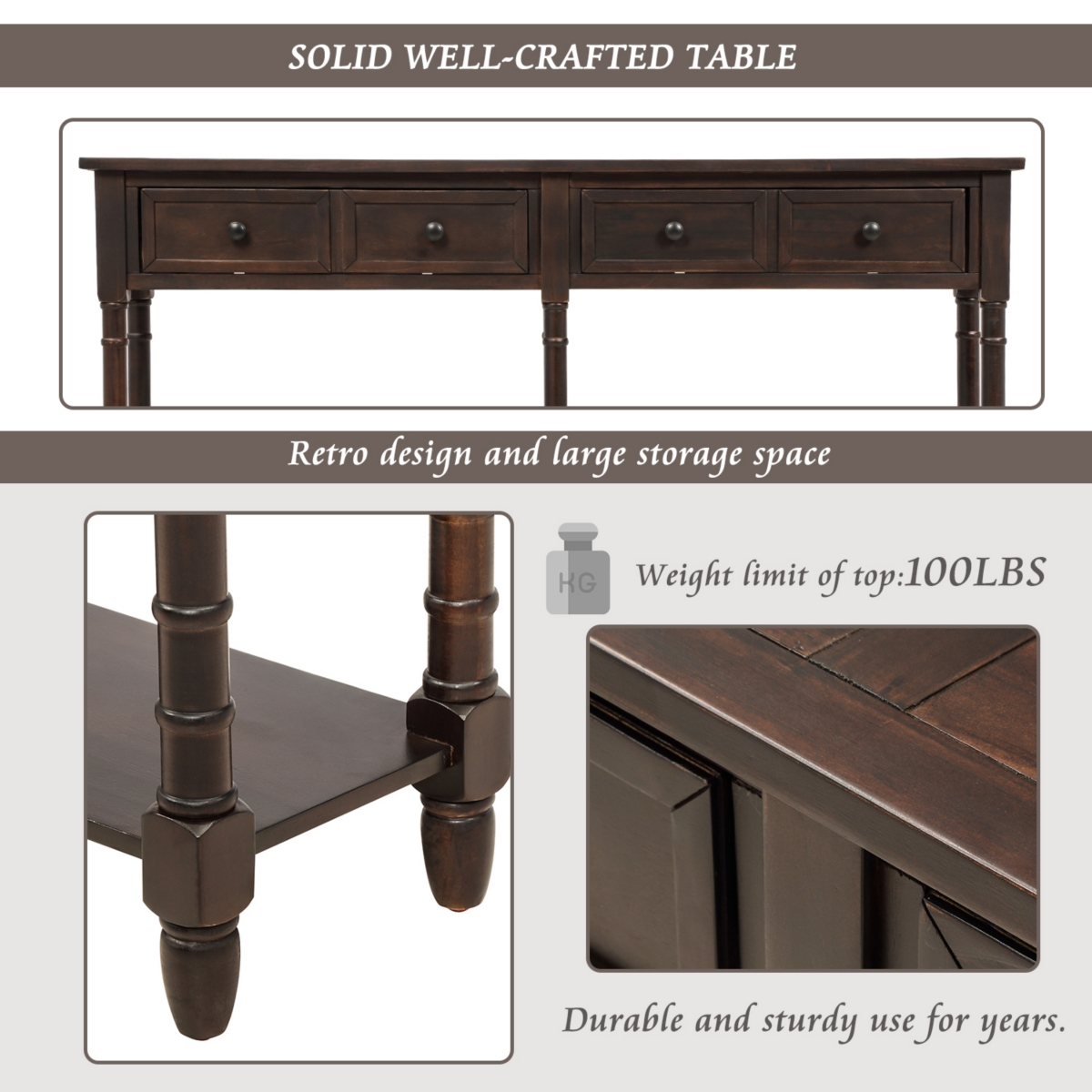 Simplie Fun Console Table Sofa Table Easy Assembly With Two Storage Drawers And Bottom Shelf
