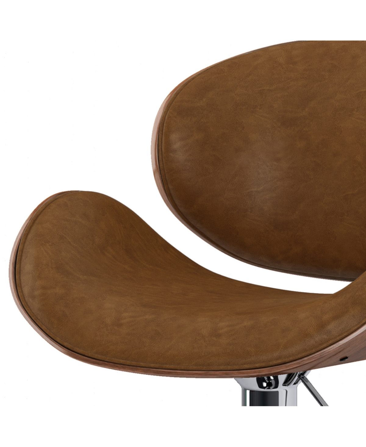 Shop Simpli Home Marana Bentwood Adjustable Swivel Bar Stool In Deep Tan Pu Leather