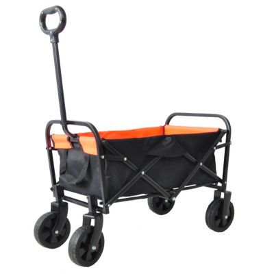 Folding Wagon Garden Shopping Beach Cart (Black+Yellow)