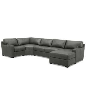 Radley 148" 4-Pc. Leather Wedge Modular Chaise Sectional