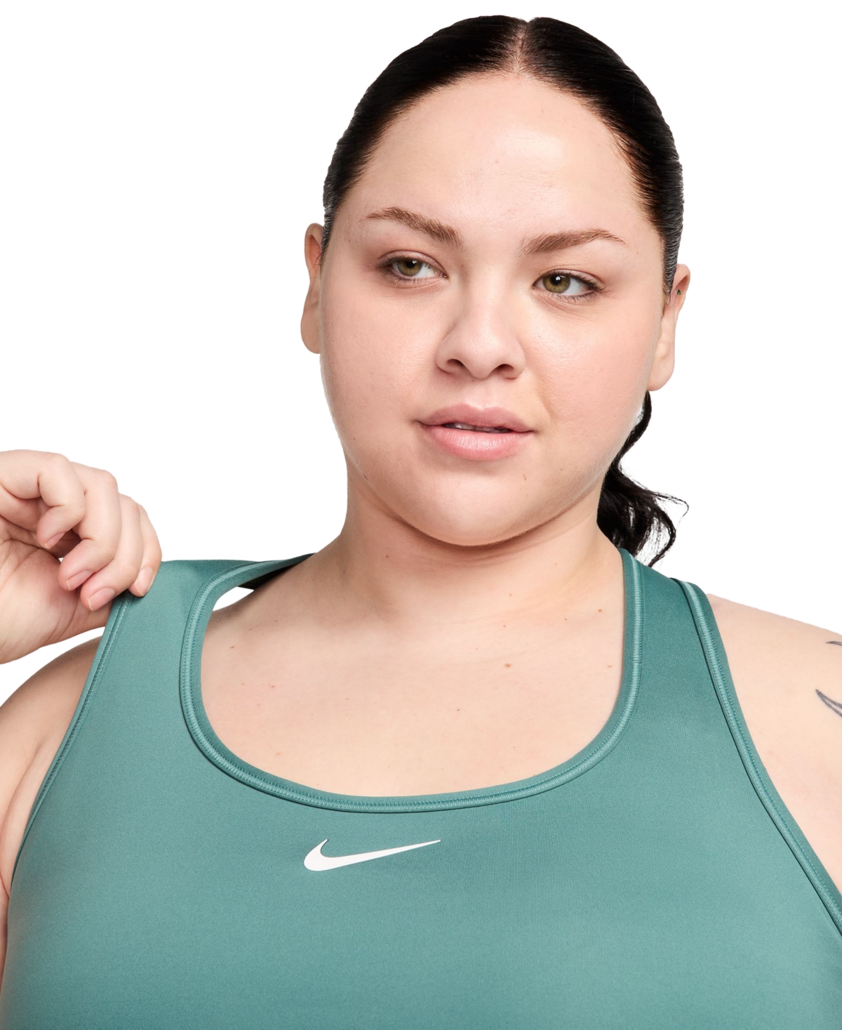 Nike Plus Size Active Medium-Support Padded Logo Sports Bra -white