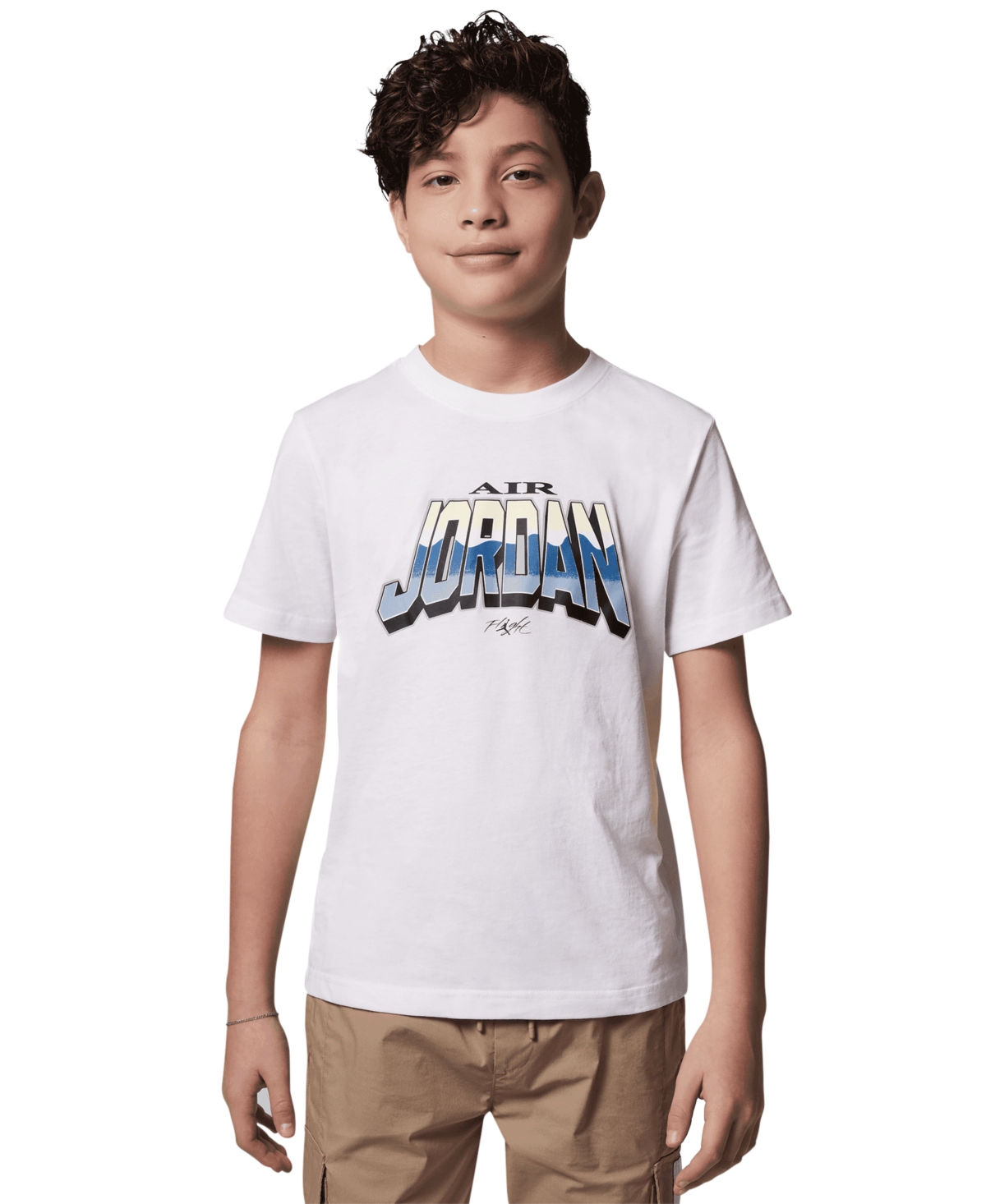 Shop Jordan Big Boys World Graphic Short Sleeve T-shirt In White