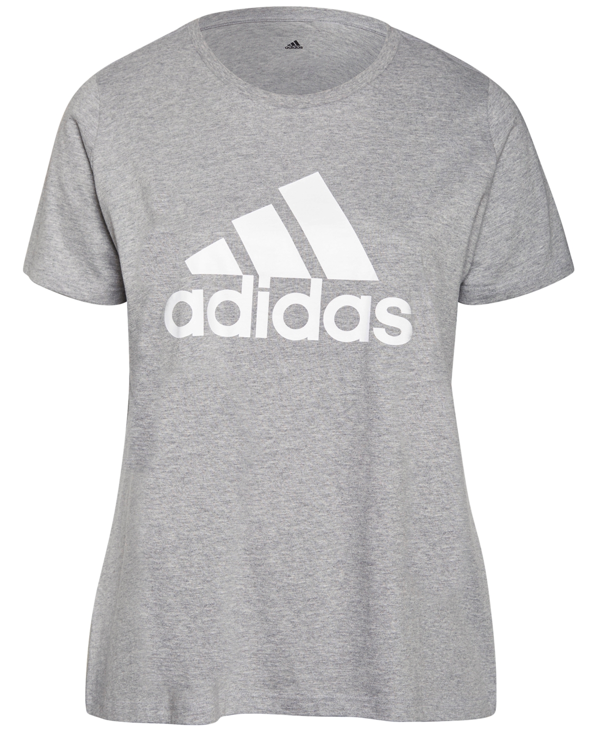 Adidas Originals Womens Crew Neck Short Sleeve Active T-shirt In Medium Grey Heather,white