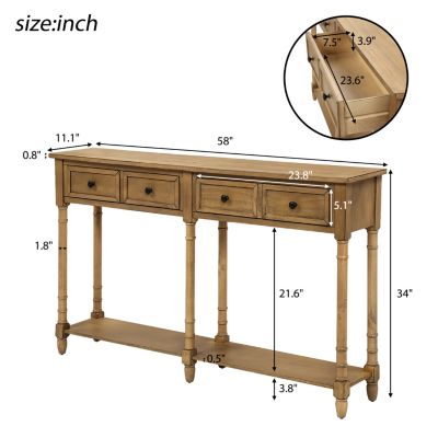 Simplie Fun Console Table Sofa Table Easy Assembly With Two Storage Drawers And Bottom Shelf