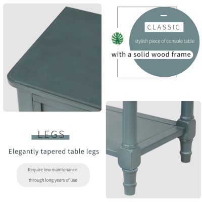 Simplie Fun Narrow Console Table, Slim Sofa Table With Three Storage Drawers And Bottom Shelf