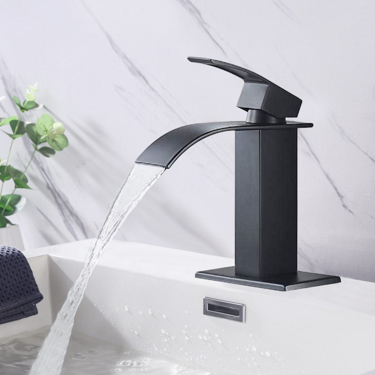 Streamdale Furniture Waterfall Spout Bathroom Faucet, Single Handle Bathroom Vanity Sink Faucet