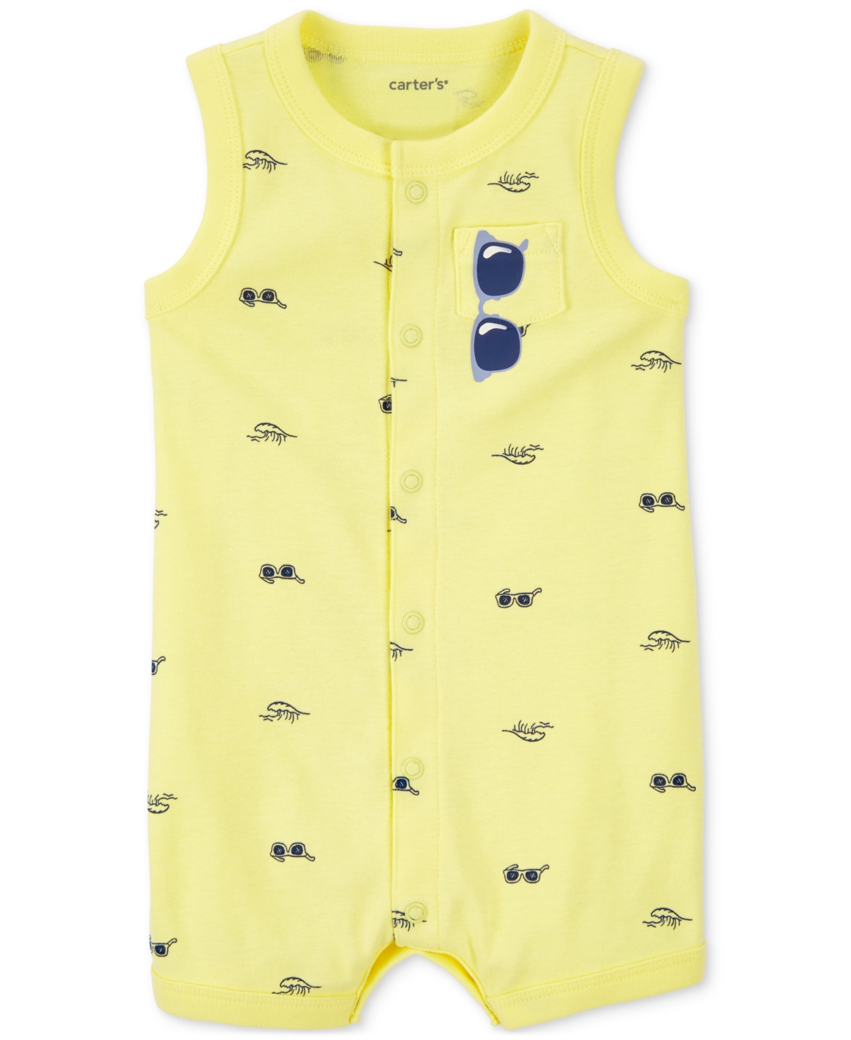 Shop Carter's Baby Boys Sunglasses Snap-up Cotton Romper In Yellow