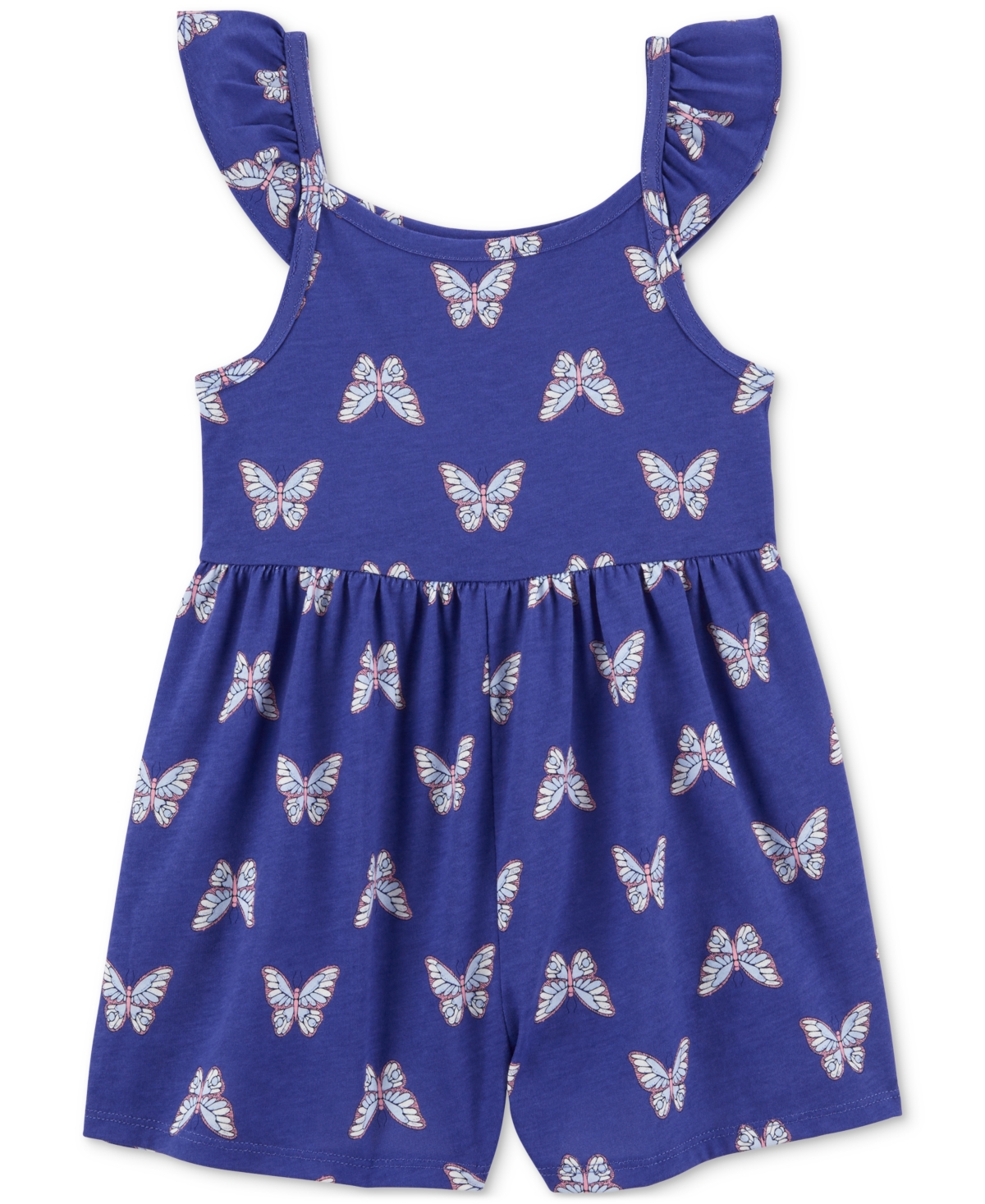 Shop Carter's Toddler Girls Butterfly-print Cotton Romper In Blue