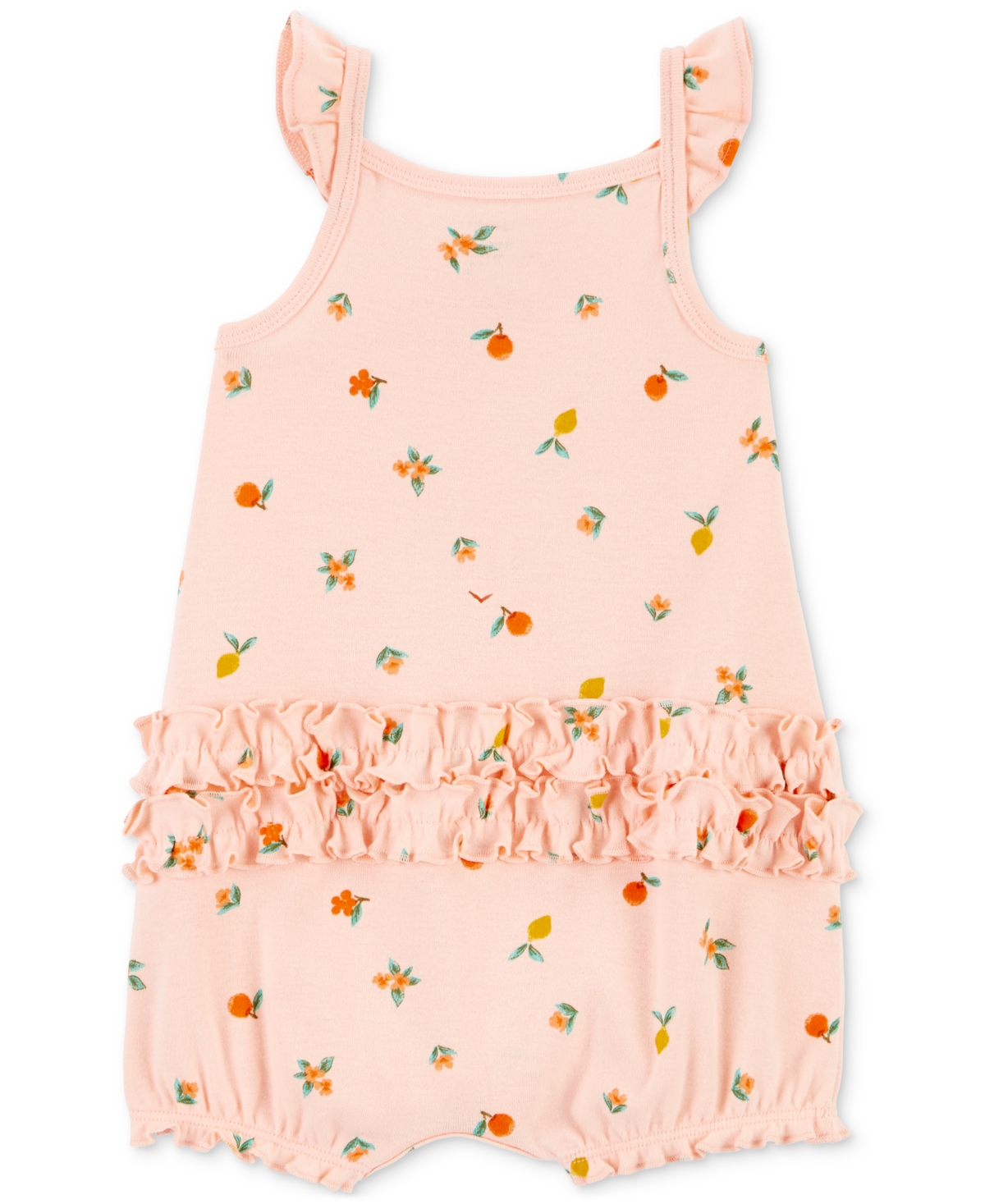 Shop Carter's Baby Girls Peach-print Snap-up Cotton Romper