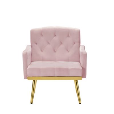 Velvet Armchair With Metal Legs