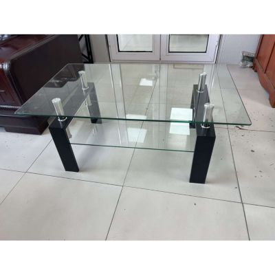 Clear Glass Coffee Table with 2-Tier Design