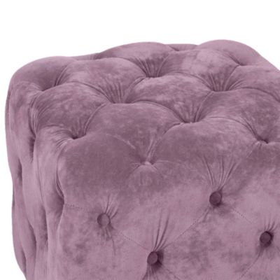  Modern Purple Velvet Ottoman, Small End Table, Footstool & Chair Set