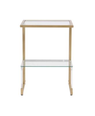 Golden Side Table, 2-Tier Acrylic Glass End Table For Living Room Bedroom