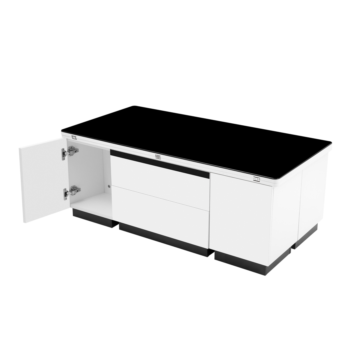 Streamdale Furniture Modern Lift Top Glass Coffee Table With Drawers & Storage Multifunction Table