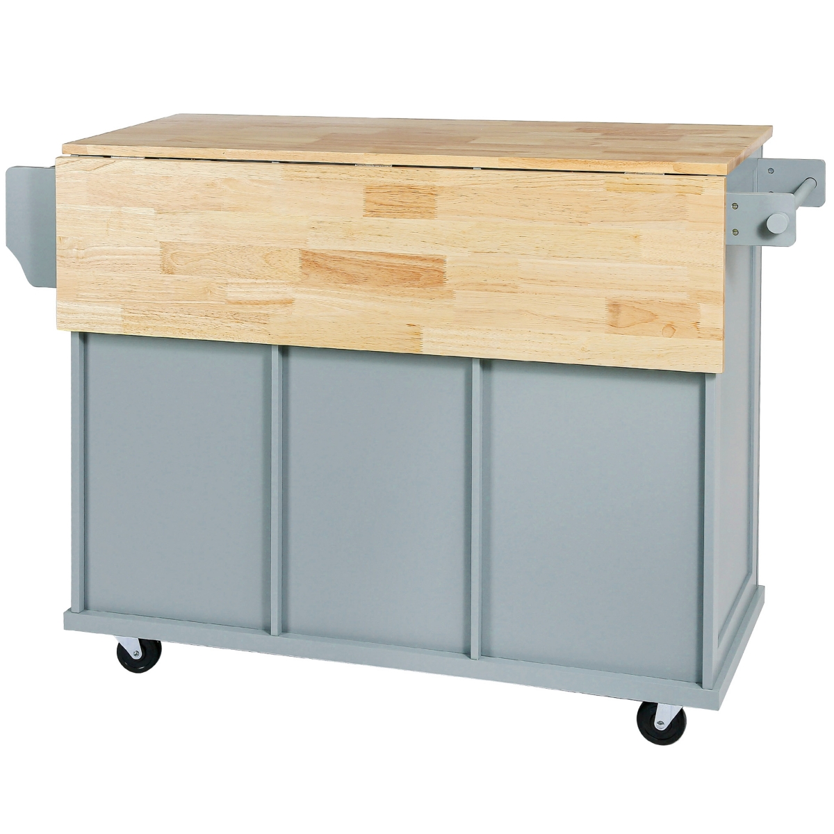 Simplie Fun Blue Kitchen Cart with Drop-Leaf Countertop and Storage