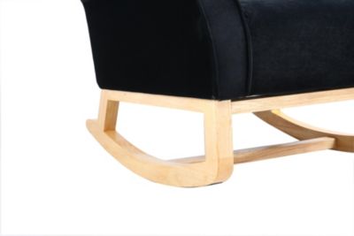 Century Fabric Rocker Chair With Wood Legs And Velvet For Living Room Bedroom