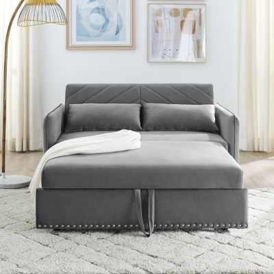 3-in-1 Pull-Out Sofa Sleeper with Pillows