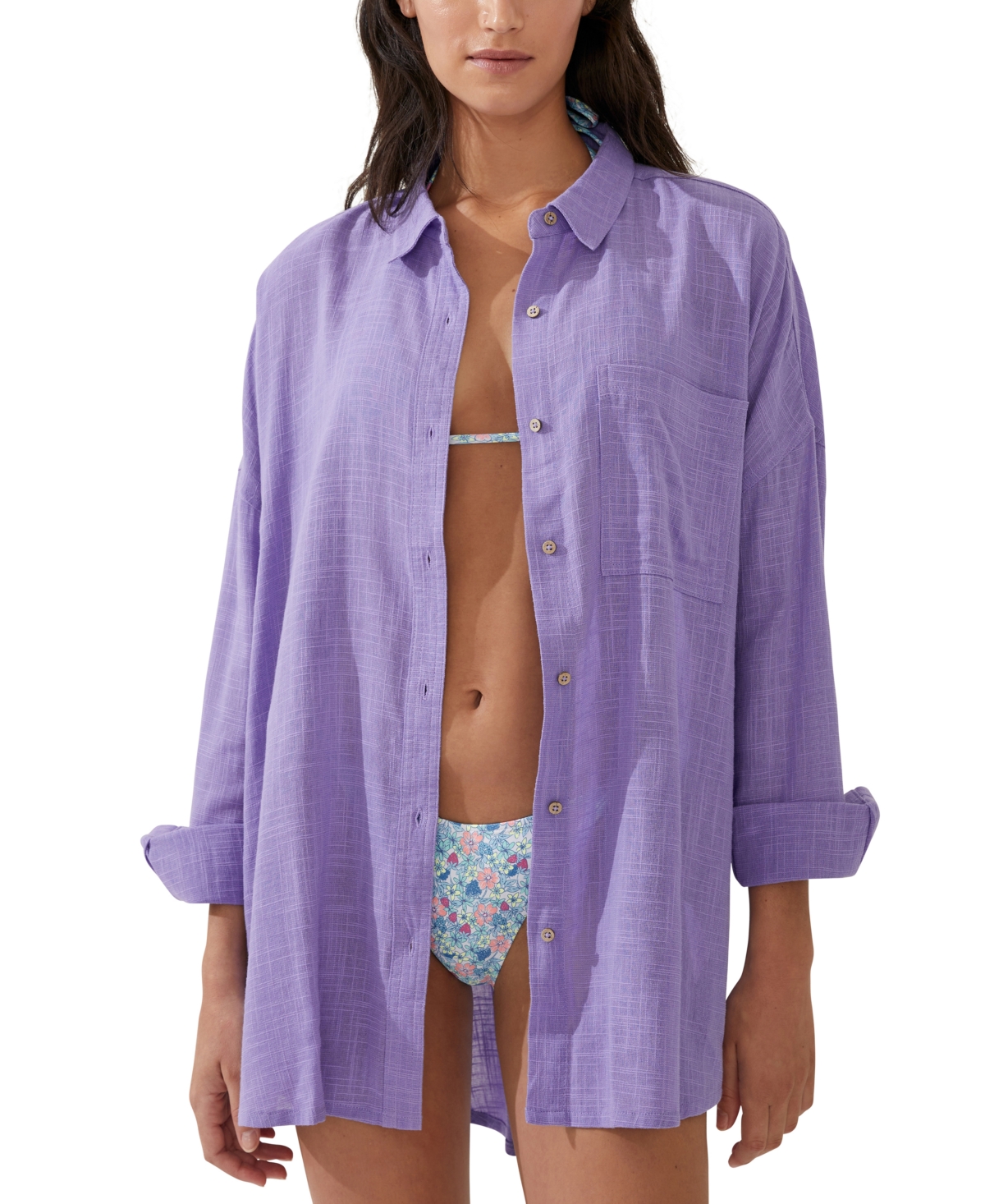 Women's Swing Beach Cover Up Shirt - Purple