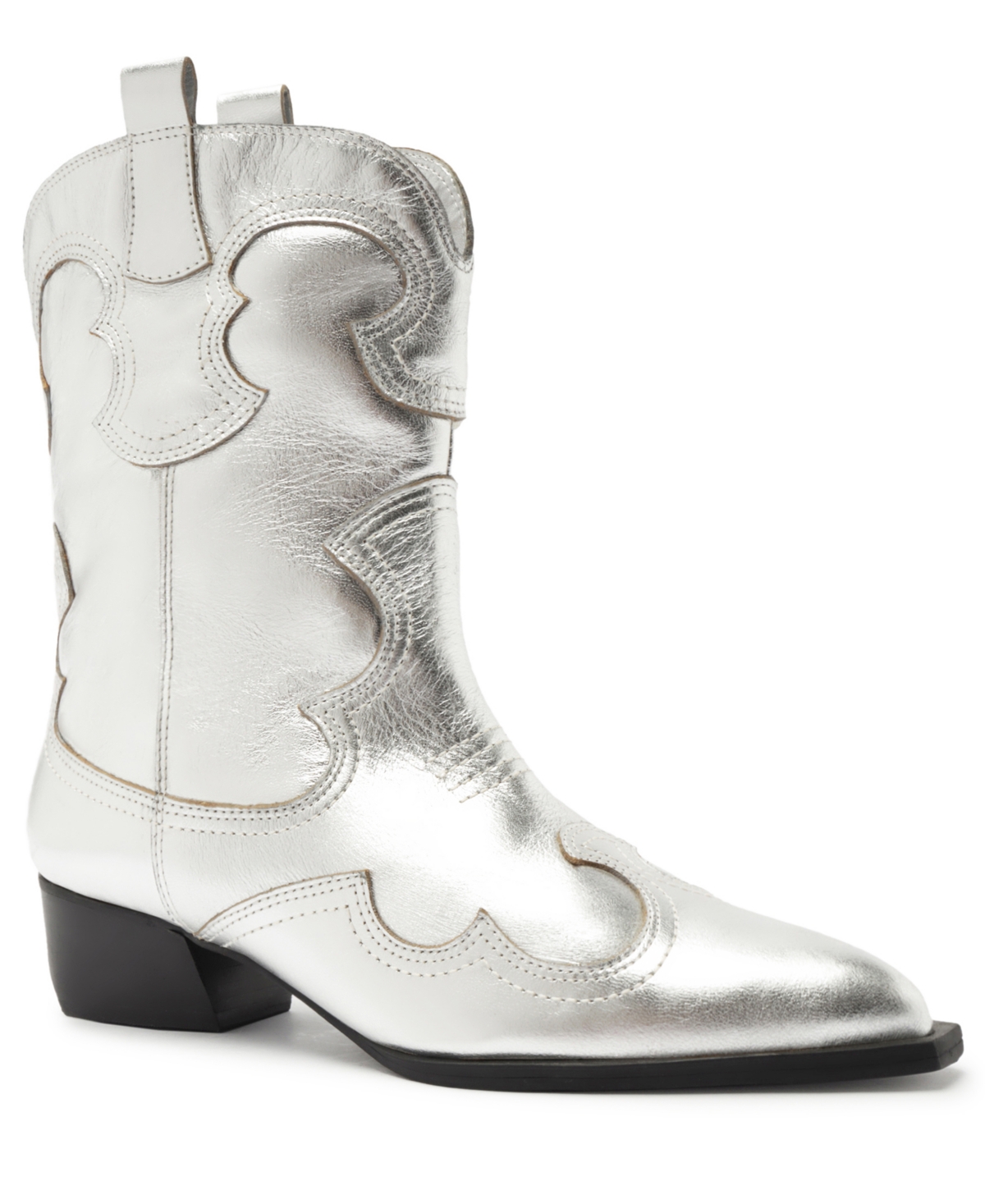 Shop Arezzo Women's Giovanna Low Block Booties In Silver