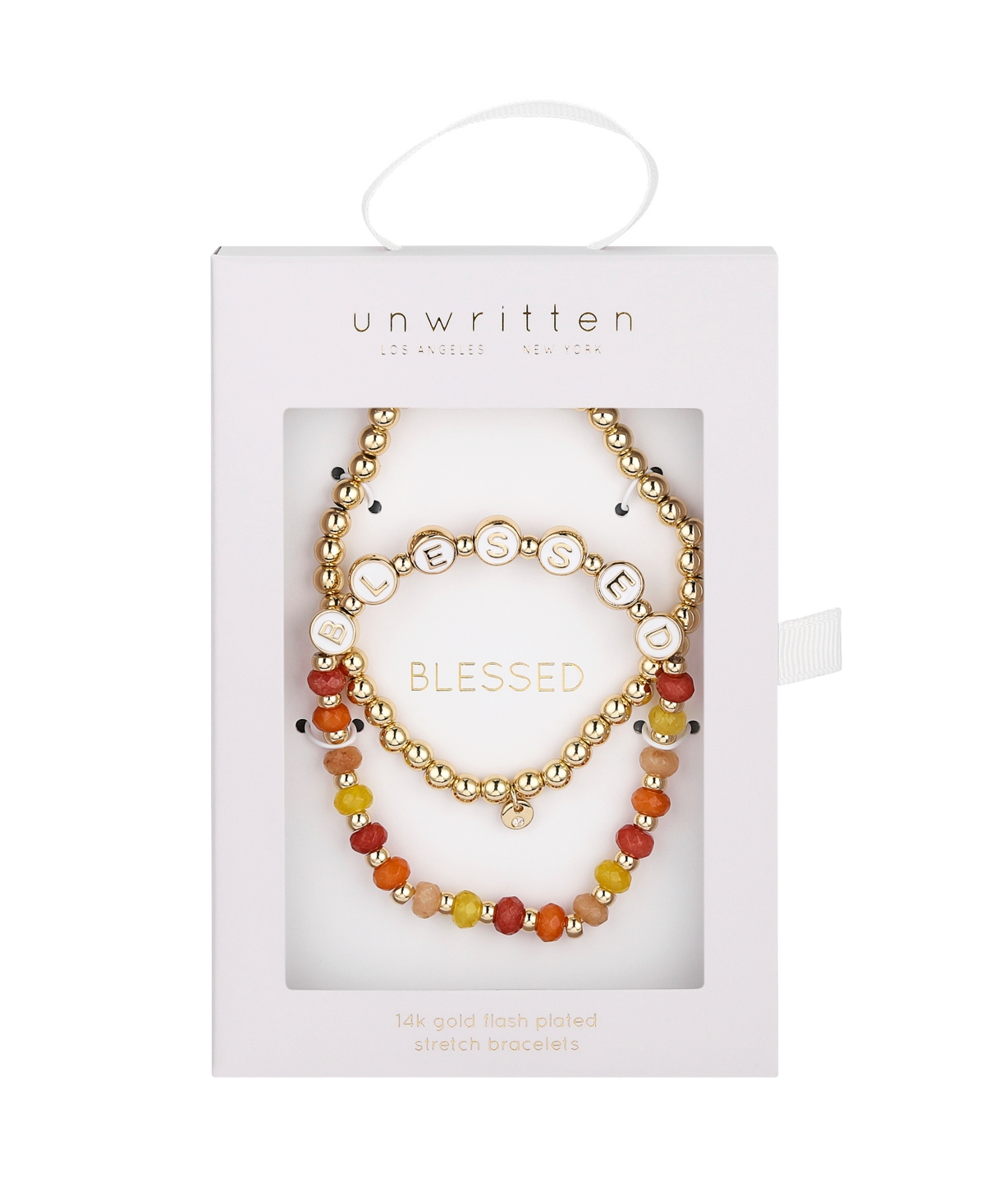 Unwritten Multi Sunburst Quartz Blessed Stone And Beaded Stretch Bracelet Set In Gold