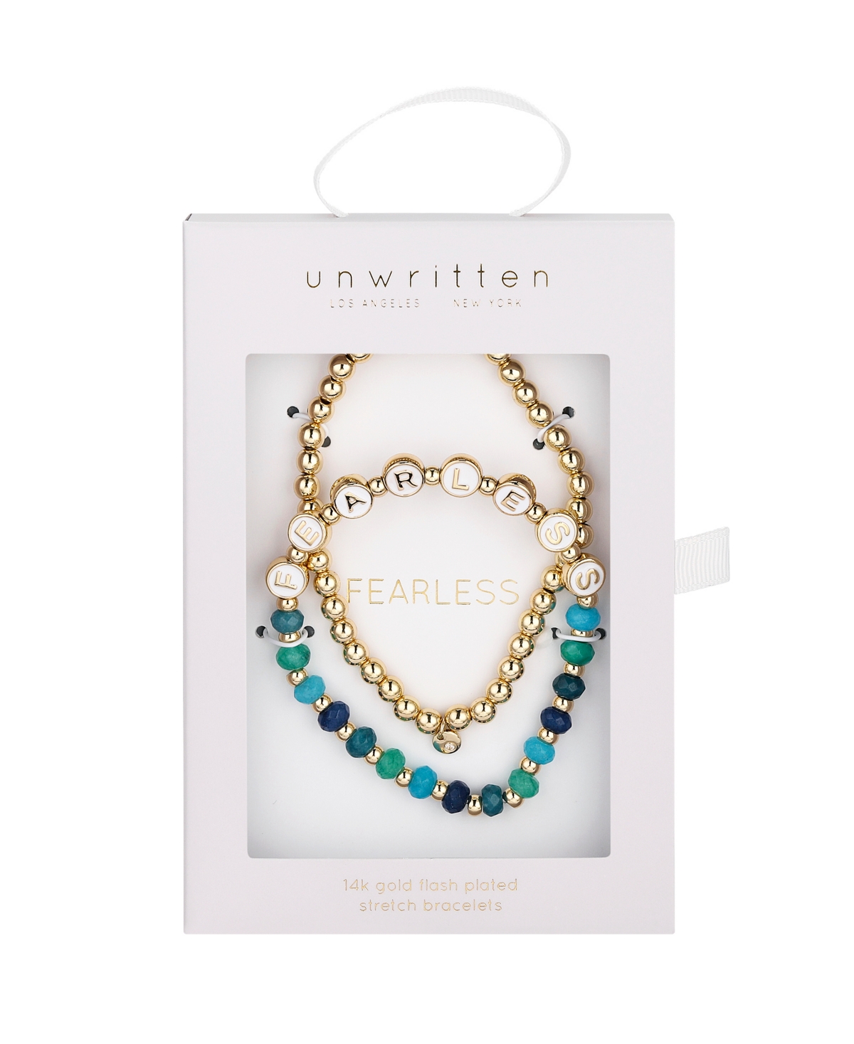 Shop Unwritten Multi Blue Quartz Fearless Stone And Beaded Stretch Bracelet Set In Gold
