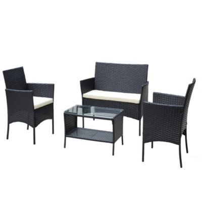 Streamdale 4-Piece Rattan Patio Set with Cushions