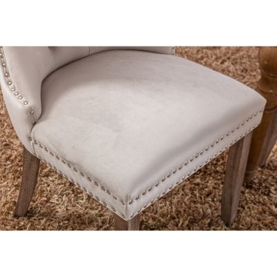 Modern, High-end Tufted Solid Wood Contemporary Velvet Upholstered Dining Chair with Wood Legs Nailhead Trim 2-Pcs Set